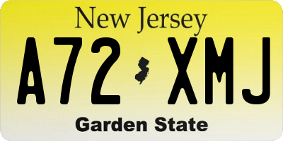 NJ license plate A72XMJ
