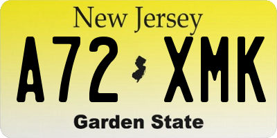 NJ license plate A72XMK
