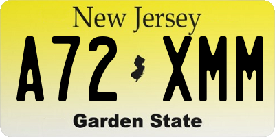 NJ license plate A72XMM