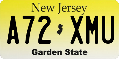 NJ license plate A72XMU