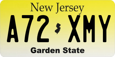 NJ license plate A72XMY