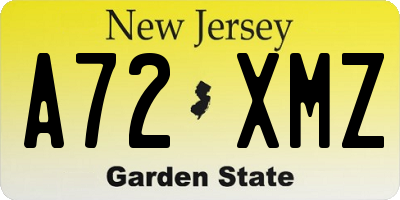 NJ license plate A72XMZ