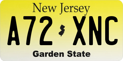 NJ license plate A72XNC