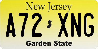 NJ license plate A72XNG