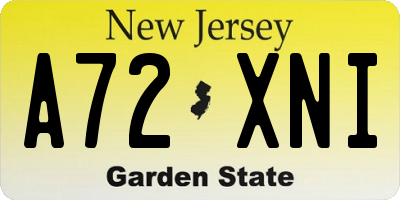 NJ license plate A72XNI
