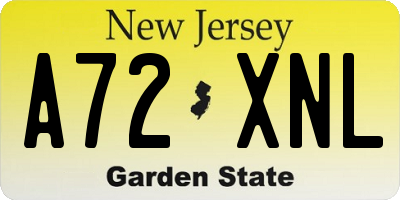 NJ license plate A72XNL