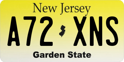 NJ license plate A72XNS
