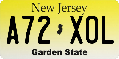NJ license plate A72XOL