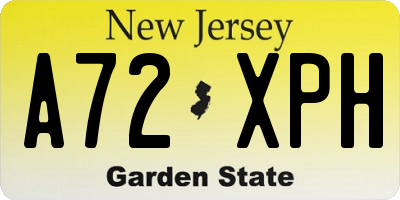 NJ license plate A72XPH