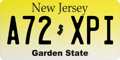 NJ license plate A72XPI