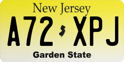 NJ license plate A72XPJ