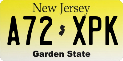 NJ license plate A72XPK