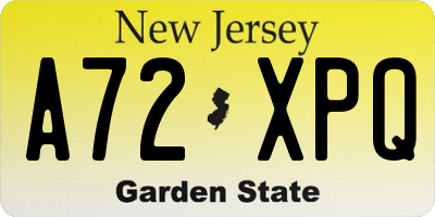 NJ license plate A72XPQ