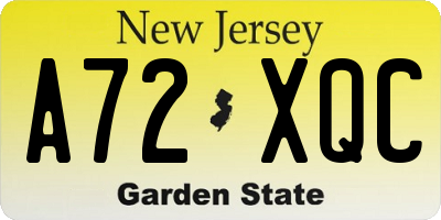 NJ license plate A72XQC