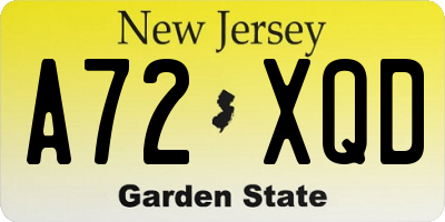 NJ license plate A72XQD