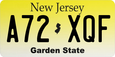 NJ license plate A72XQF