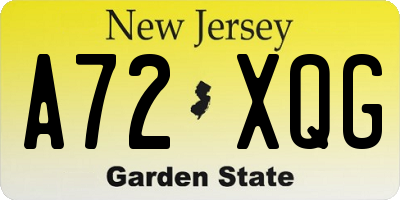 NJ license plate A72XQG