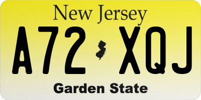 NJ license plate A72XQJ