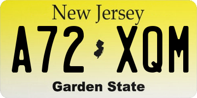 NJ license plate A72XQM