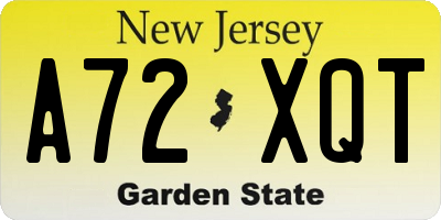NJ license plate A72XQT