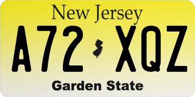 NJ license plate A72XQZ