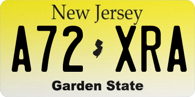 NJ license plate A72XRA