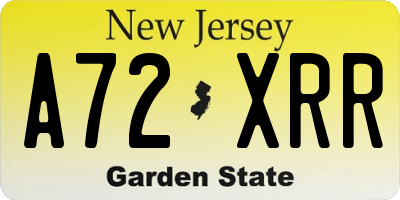 NJ license plate A72XRR