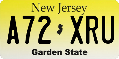 NJ license plate A72XRU