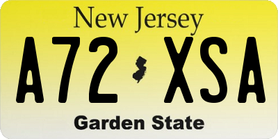 NJ license plate A72XSA