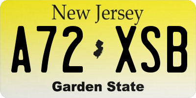 NJ license plate A72XSB