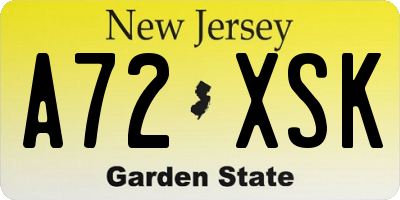 NJ license plate A72XSK