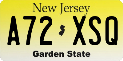 NJ license plate A72XSQ