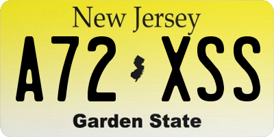 NJ license plate A72XSS