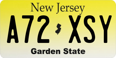 NJ license plate A72XSY
