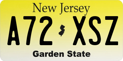 NJ license plate A72XSZ