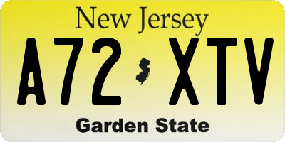 NJ license plate A72XTV