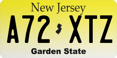 NJ license plate A72XTZ