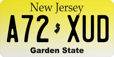 NJ license plate A72XUD