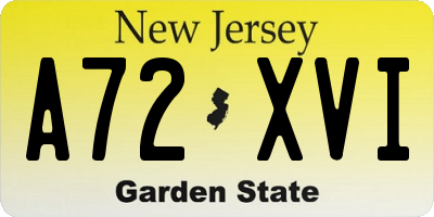 NJ license plate A72XVI