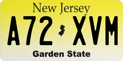 NJ license plate A72XVM