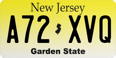 NJ license plate A72XVQ