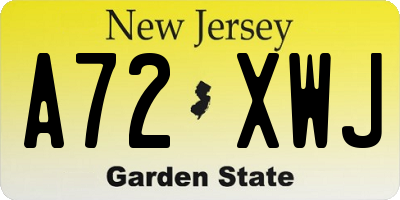 NJ license plate A72XWJ