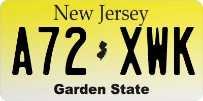 NJ license plate A72XWK