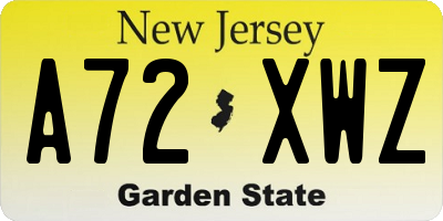 NJ license plate A72XWZ
