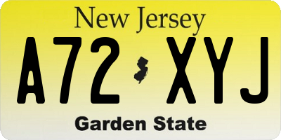 NJ license plate A72XYJ