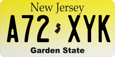 NJ license plate A72XYK