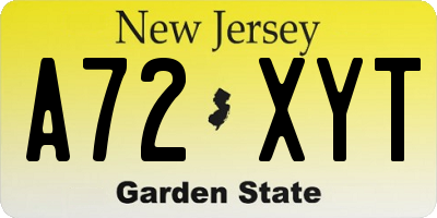 NJ license plate A72XYT
