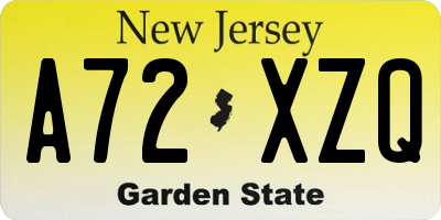 NJ license plate A72XZQ