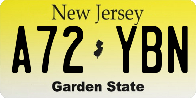 NJ license plate A72YBN