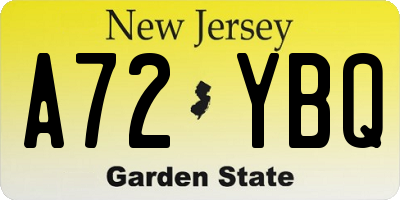 NJ license plate A72YBQ
